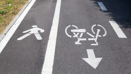 Cycle lane and pedestrian road signs