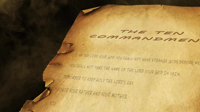 the ten commandments written on old paper
