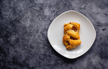 Apple braided strudel with copy space