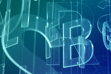 Loose letters, concept. Bright and colorful alphabet. English, Portuguese, Spanish language. Literacy, literature, reading and writing. Writing, exam, background, backdrop. Languages, learning.