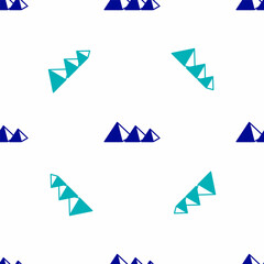 Blue Egypt pyramids icon isolated seamless pattern on white background. Symbol of ancient Egypt. Vector