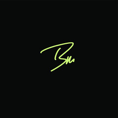 Bm font Initial Handwriting Logo Vector