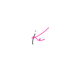Ke font Initial Handwriting Logo Vector