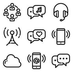 Communications Flat Icon Set Isolated On White Background