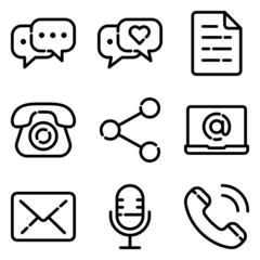 Communications Flat Icon Set Isolated On White Background