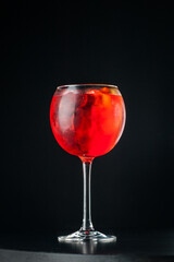 Cocktail with ice.  Mojito, aperol, soda, vodka, alcohol, martini.  Summer, cocktail, beach.  Cocktail on a black background.  Mint with lemon and ice.  Refreshing cocktail in hot weather