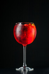 Cocktail with ice.  Mojito, aperol, soda, vodka, alcohol, martini.  Summer, cocktail, beach.  Cocktail on a black background.  Mint with lemon and ice.  Refreshing cocktail in hot weather