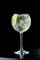 Cocktail with ice.  Mojito, aperol, soda, vodka, alcohol, martini.  Summer, cocktail, beach.  Cocktail on a black background.  Mint with lemon and ice.  Refreshing cocktail in hot weather