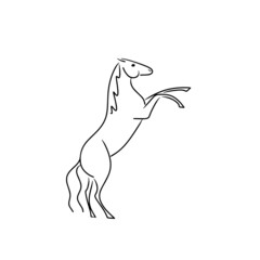  Horse stands on its hind legs, depicted in fast lines