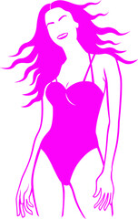 beautiful girl, bikini style, hairdresser, skinny, model, smile girl, beautiful hair, windblown hair, summer, beauty salon