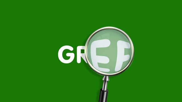 brief magnifying glass hovering over the word Facts motion animation.4K motion animation.green screen.