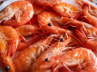 Tasty cooked shrimp as a background