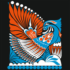 vector free russian ornament. folklore ornament withe bird