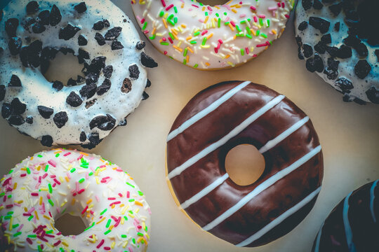 Donut with chocolate glaze with stripes