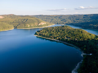 Aerial view of Aleksandar Stamboliyski Reservoir, Bulgaria