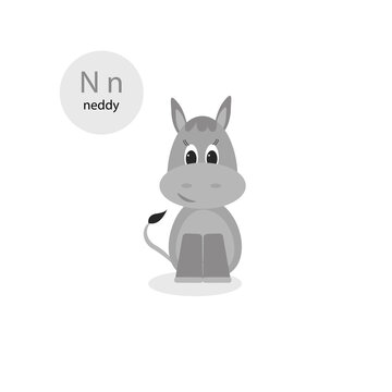 little donkey on white background.animal vector illustration