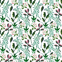 Seamless pattern of flowers, which are made in the style of avant-garde decorative arts of Ukraine in the early 20th century.	
