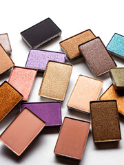 set of eye shadows on white background