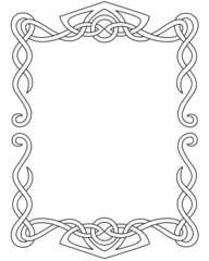 Celtic ornament frame vertical - vector linear element for coloring, text design and typography products. Celtic frame for coloring book. Outline.