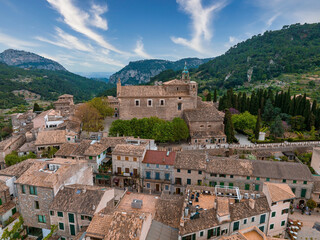 Fototapeta na wymiar Aerial panoramic view of Valdemossa village in Mallorka, Spain.