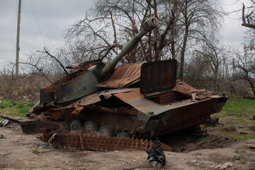 Destroyed Russian self-propelled unit burned down