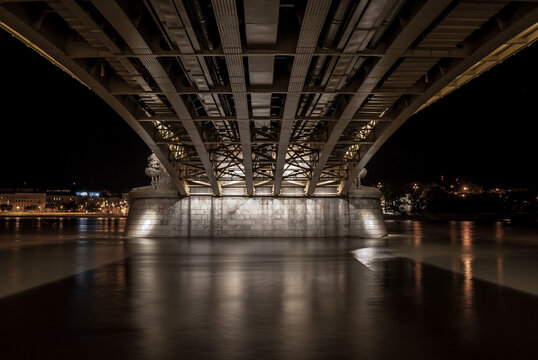 under the margit bridge in budapest, hungaria