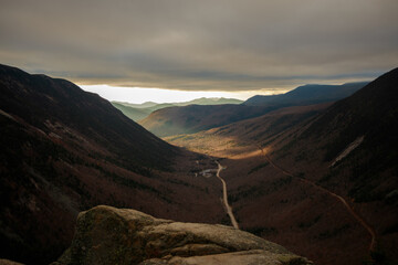 Thew view from the top of Mount Willard looking at Crawford's Notch, New Hampshire