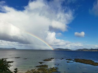 Arco iris en la ría de Cangas, Galicia