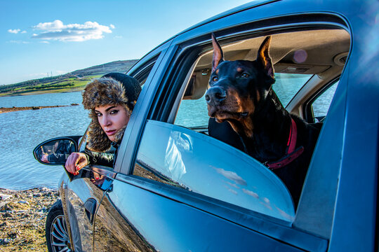 Cool image of young woman and her dog