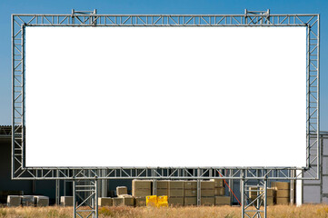 Advertising billboard mock-up in front of the construction site