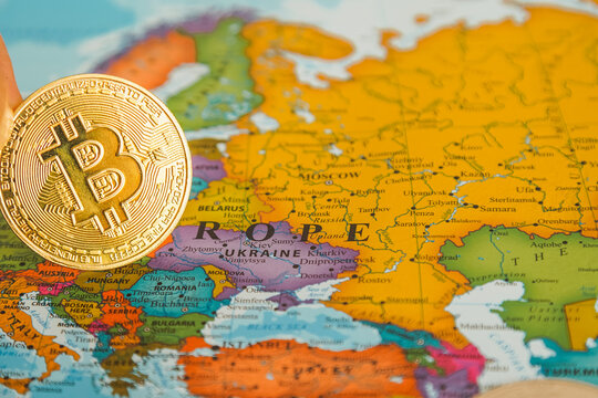 Gold Bitcoin map with focus on Ukraine