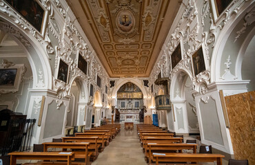 Obraz premium Matera, Basilicata, Italy.August 2021. Interior of the church of San Francesco.