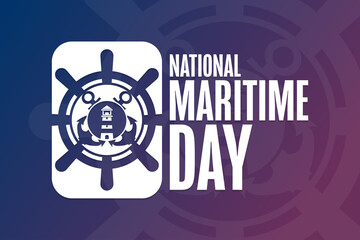 National Maritime Day. Holiday concept. Template for background, banner, card, poster with text inscription. Vector EPS10 illustration.