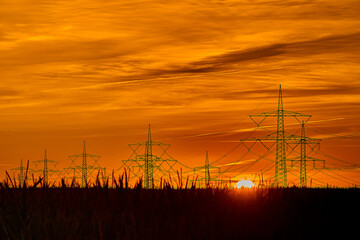 electricity transportation with hgh voltage wire on pylon