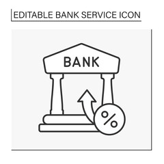  Finance line icon. Bank building. Interest. Savings for future.Banking concept. Isolated vector illustration. Editable stroke