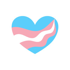 Serce w kolorach flagi dumy osób transpłciowych na białym tle - symbol ruchu LGBTQ+ - niebinarny, genderqueer. Koncept równości, różnorodności, miłości, inkluzywność. - obrazy, fototapety, plakaty