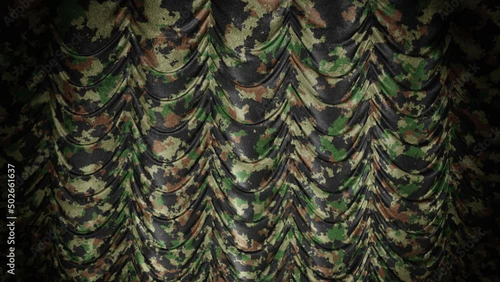 Aufkleber realistic 3d animation of the camouflage pattern textured theater stage austrian curtain rendered in