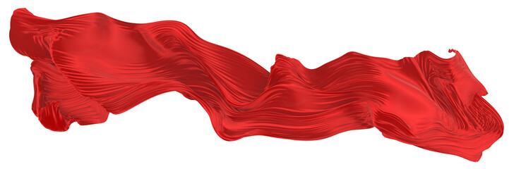 Beautiful flowing fabric of red wavy silk or satin. 3d rendering image.