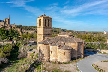 View of the church of Vera Cruz in the city of Segovia, Spain, Detail of the apses