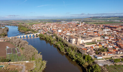 The village of Tordesillas and Douro River, Valladolid, Spain - obrazy, fototapety, plakaty