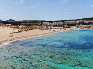 Cala Mesquida . Cala Ratjada Beautiful view of the seacoast of Majorca with an amazing turquoise sea, in the middle of the nature. Concept of summer, travel, relax and enjoy