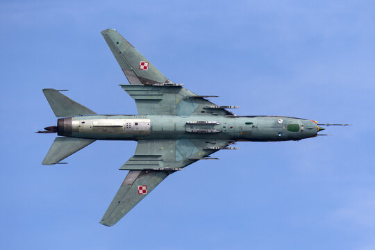 Payerne, Switzerland - August 29, 2014: Polish Air Force (Sily Powietrzne) Sukhoi Su-22M4 (Sukhoi Su-17) fighter/attack aircraft.