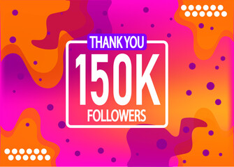 Thank you 150000 followers vector. Greeting social card thank you followers. Banner for social networks.