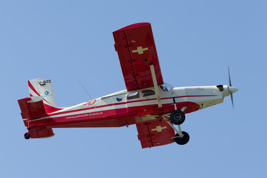 Payerne, Switzerland - September 5, 2014: Swiss Air Force Pilatus PC-6 Porter aircraft V-622.