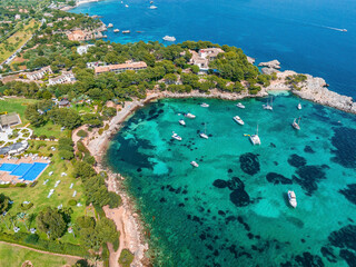 Beautiful bay with sailing boats yacht, Mallorca island, Spain. Yachting, travel and active lifestyle concept