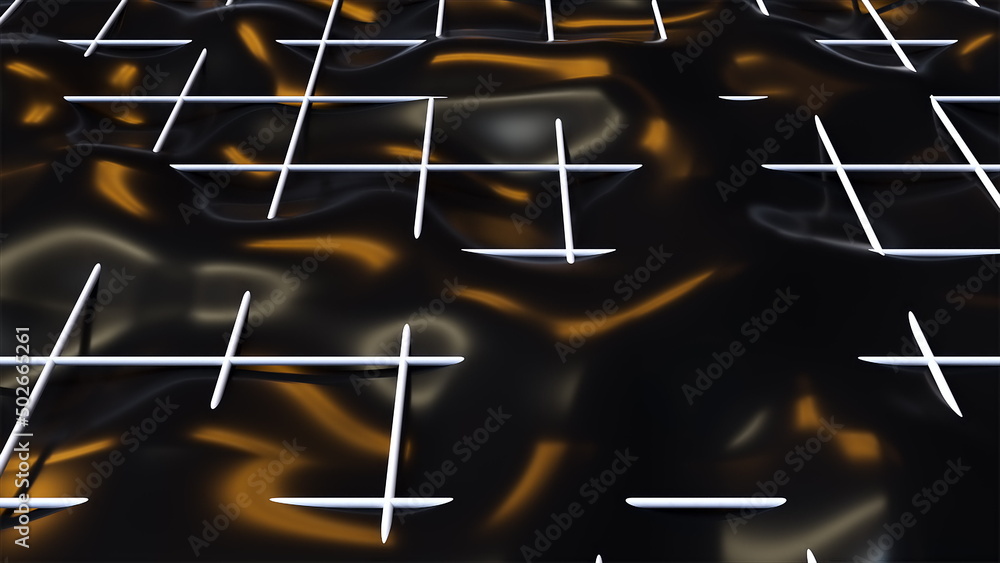 Aufkleber black wave with white grid. computer generated 3d render