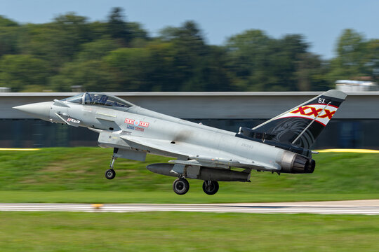 Payerne, Switzerland - September 6, 2014: Royal Air Force (RAF) Eurofighter EF-2000 Typhoon FGR.4 ZK343 From No.29(R) Squadron Based At RAF Coningsby.