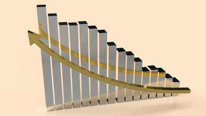 The chart and gold arrow up for business concept 3d rendering