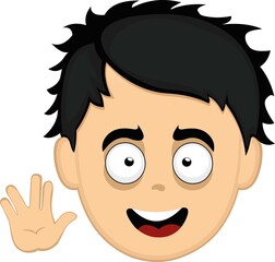 Vector illustration of the face of a cartoon man making the classic vulcan salute