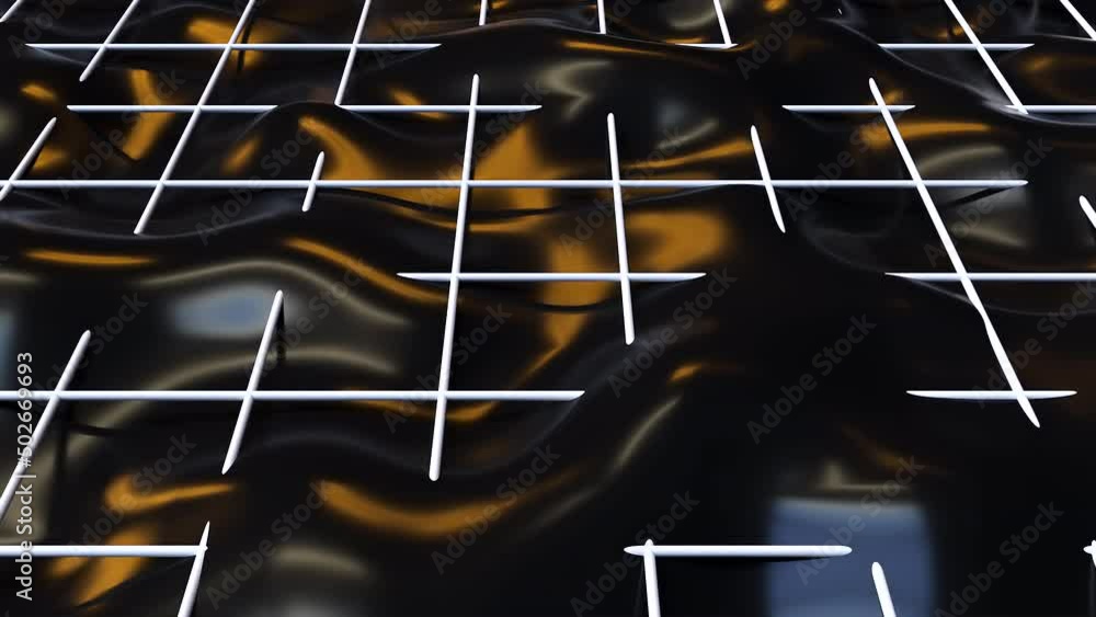 Poster black wave with white grid. computer generated 3d render